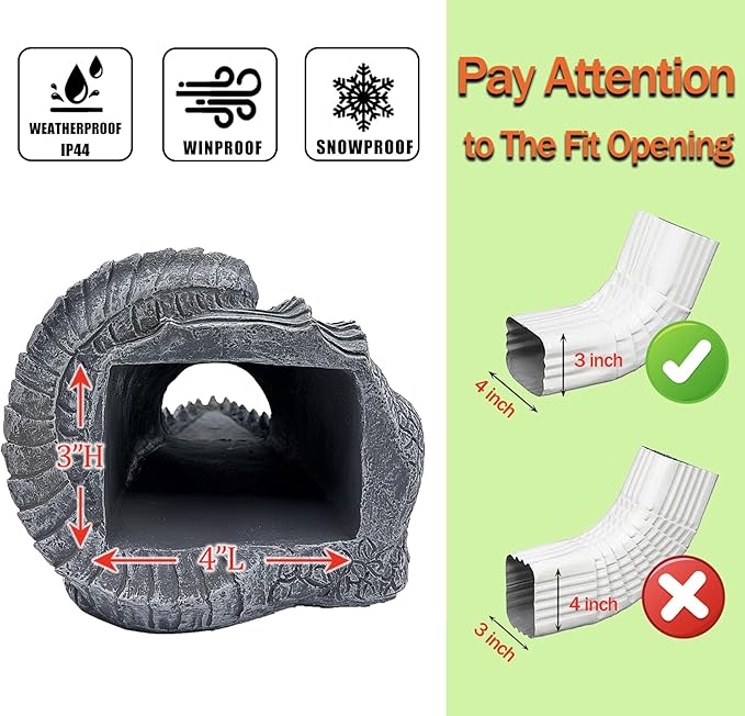 Realistic Crocodile Statue, Garden Rain Downspout Diverter, Splash Block & Gutter Extender, Decorative 3"x4" Gutter Extension, Outdoor Decor Sculpture, Unique Gutter Downspout Decoration-VerdiqueGarden