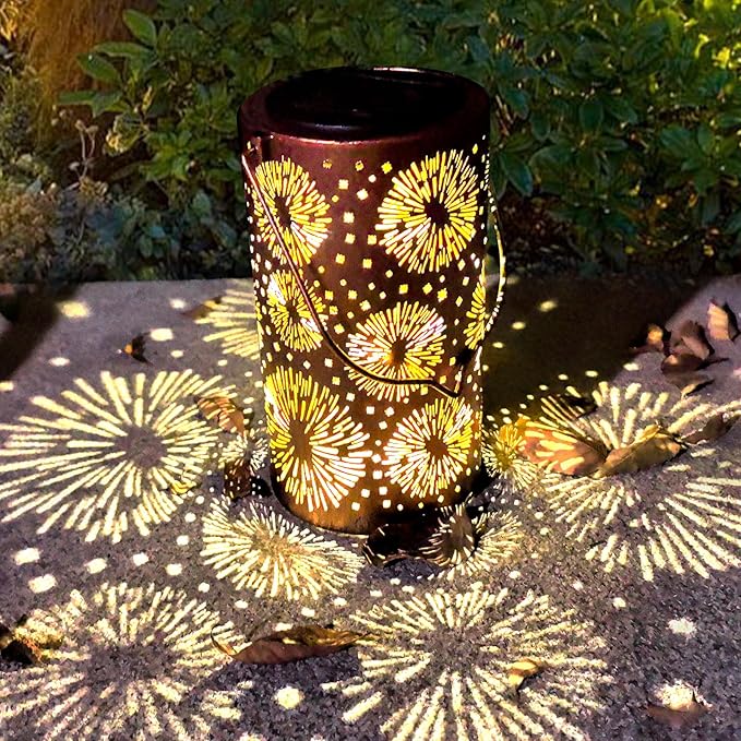 4 Pack Fireworks Solar Gardening Lanterns, Garden Decor for Outside, Pattern Solar Decorative Lights, Waterproof, Outdoor Gifts for Women, Mom, Grandma, Yard Gifts for Patio, Pathway-VerdiqueGarden