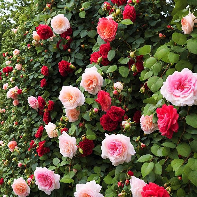 100+ Rose Seeds: 16 Blue Red Pink Yellow Heirloom Varieties for Colorful Perennial Shrubs-VerdiqueGarden