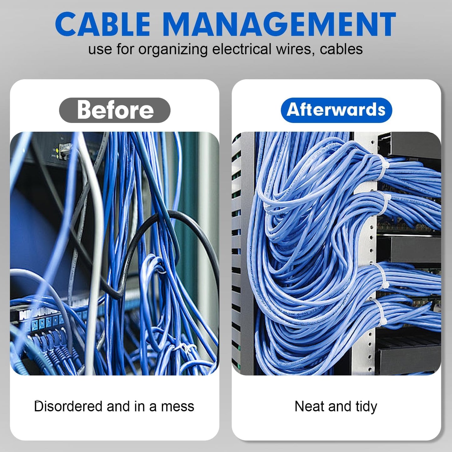 Zip Ties, RAZCC 1200pcs Cable Zip Ties 8 Inch, Heavy Duty White Plastic Wire Ties with 50lb Tensile Strength, Self-Locking Nylon Cable Ties, Wire Management for Indoor and Outdoor-VerdiqueGarden