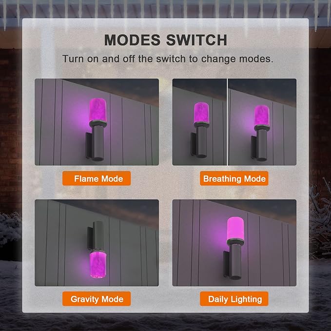 Hompavo 【Upgraded LED Flame Light Bulbs Halloween Decorations, 4 Modes Flickering Light Bulbs with Upside Down Effect, E26/E27 Flame Bulb for Christmas Party Home Indoor & Outdoor (4 Pack)-VerdiqueGarden