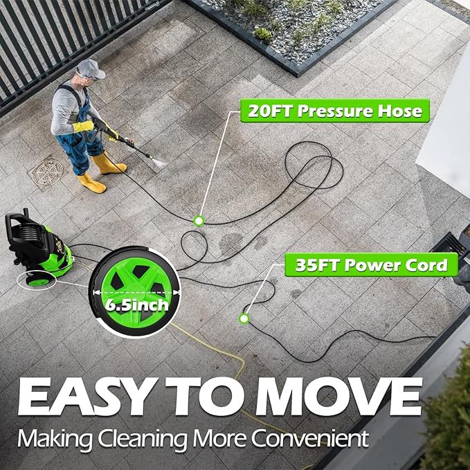 Pressure Washer, 5000PSI 3.2GPM Adjustable Touch Screen with 55FT Total Length 4 Nozzles for Driveways Cars-VerdiqueGarden