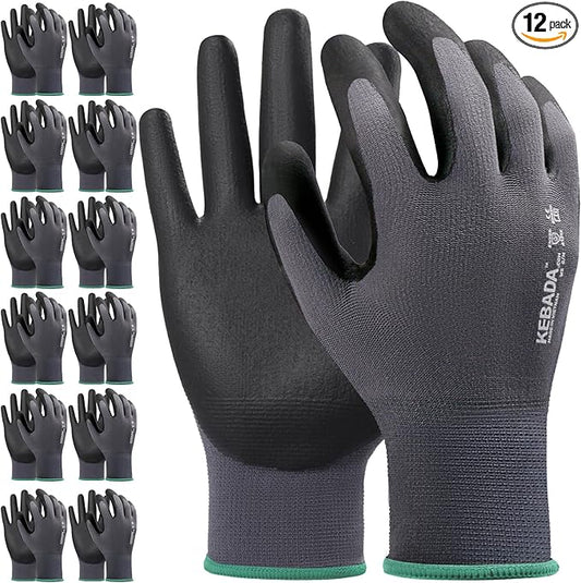 Kebada Work Gloves for Men and Women, Foam Nitrile Coated Safety Gloves with Grip, Ideal for Warehouse Package Handling, Gardening, Mechanic and Construction, Small-VerdiqueGarden