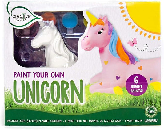 Creative Roots Paint Your Own Unicorn by Horizon Group USA, DIY Unicorn Coloring Kit, Includes 6 Paint Pots & Paint Brush, Multicolor-VerdiqueGarden