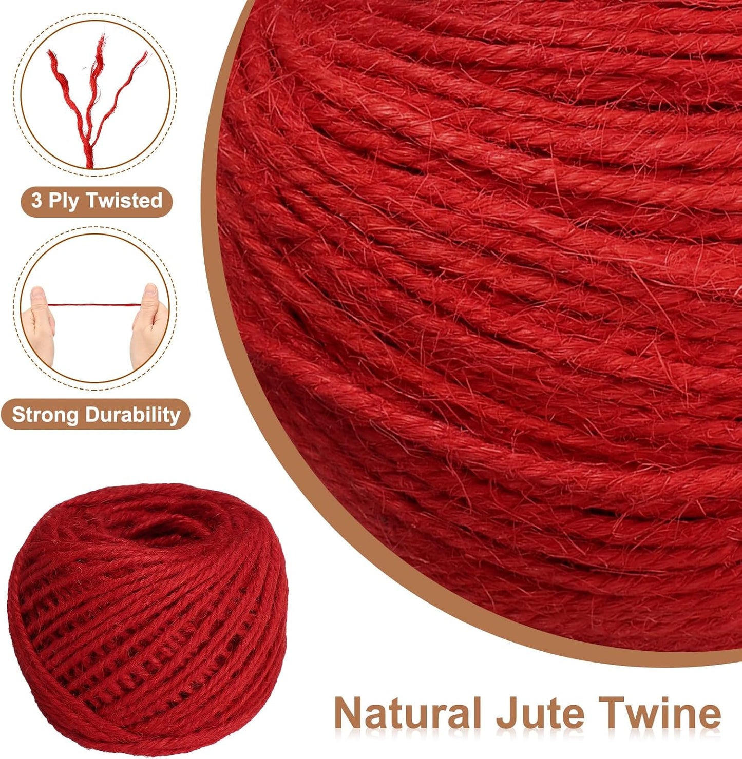 uxcell 164 Feet Natural Jute Twine String,3mm Thin Garden Twine Rope Colored Plant String Cord for DIY Art Crafts Gift Wrapping Decoration Packing Gardening Plant Hanger,Red-VerdiqueGarden