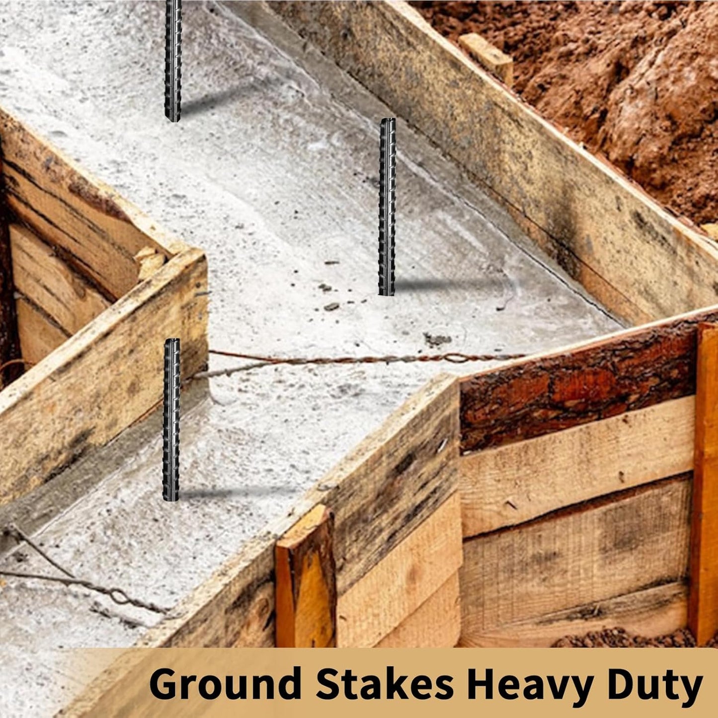 16 inches Rebar Stakes 18-Pack Heavy Duty Ground Stakes Rebar Spikes Garden Stakes Metal Steel Stake for Concrete and Timber Straight Black-VerdiqueGarden