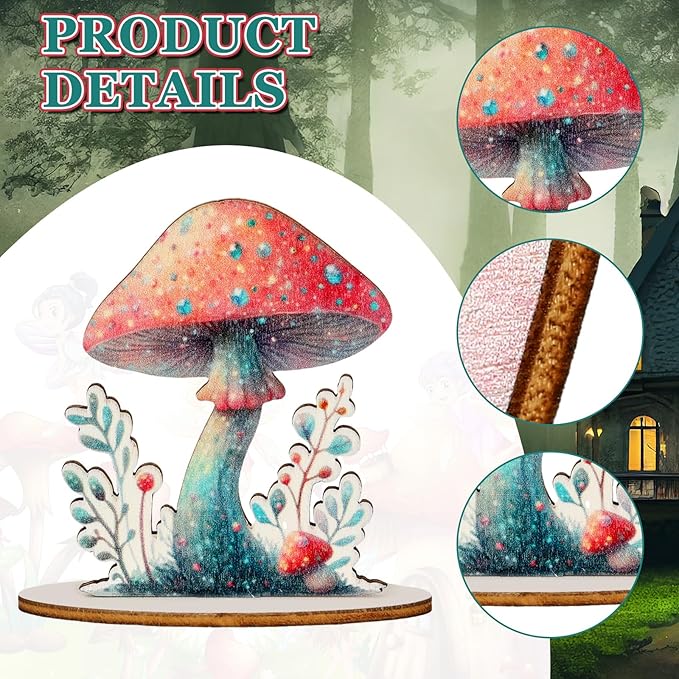 16 Pcs Fairy Party Decorations Wooden Fairies Centerpieces Table Topper Vintage Fairies Mushroom Butterfly Decorations for Home Table Woodland Forest Birthday Party Decor-VerdiqueGarden