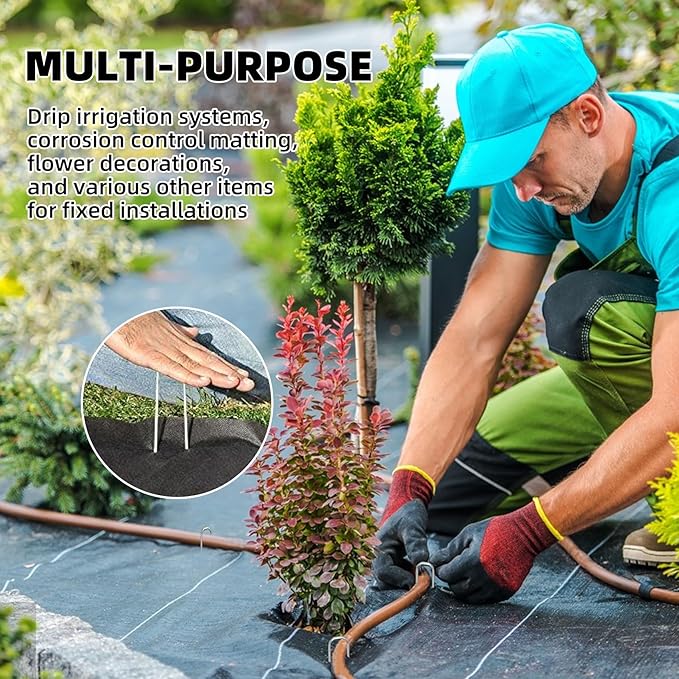 100 Pack Sturdy Garden Landscape Staples, 6 Inch Galvanized Steel Sod Pins Anti-Rust Stakes for Weed Barrier, Christmas Decorations and Landscaping Fabric.-VerdiqueGarden