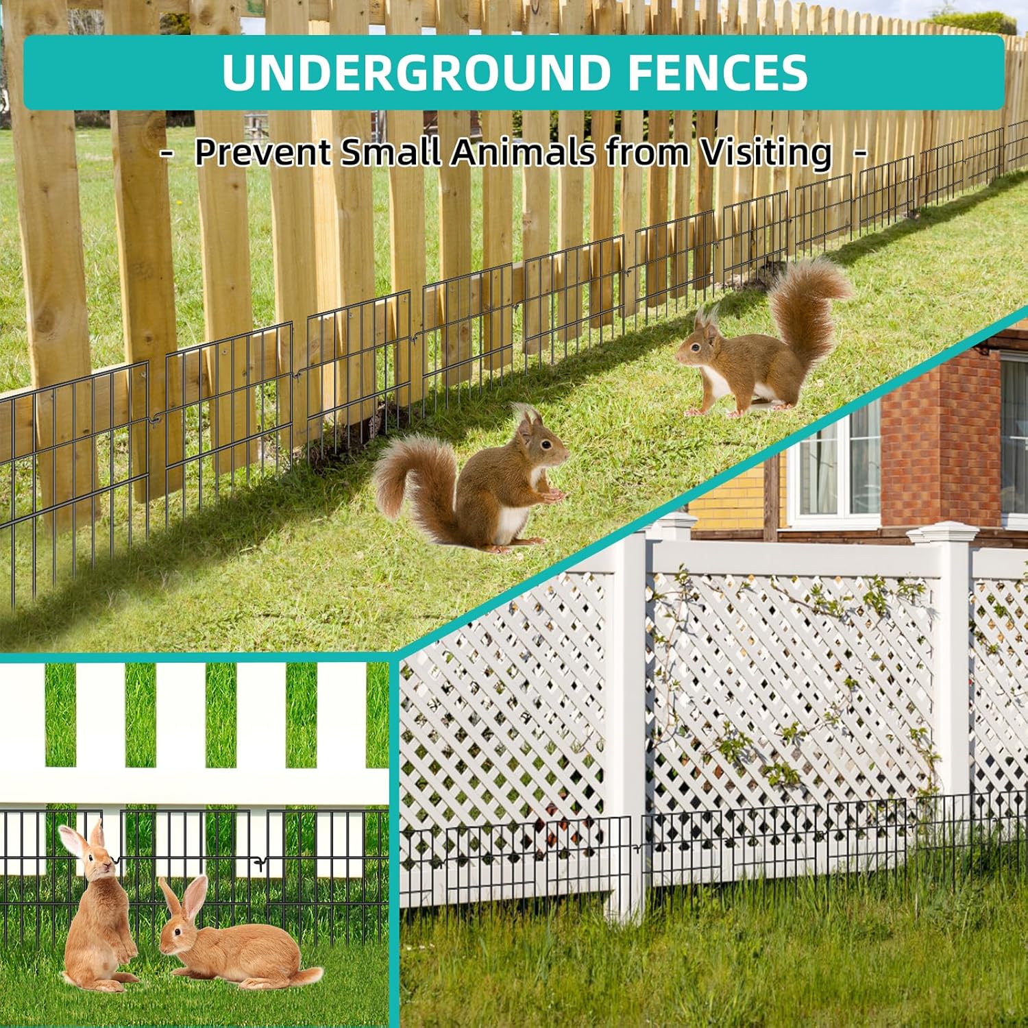 Animal Barrier Fence, 10 Panels No Dig Fences, 17in(H) X 10.8ft(L) Garden Fence Animal Barrier for Rabbits and Dog Under Fencing Barrier, Rustproof Metal Fences Border for Outdoor, Yard, Patio-VerdiqueGarden
