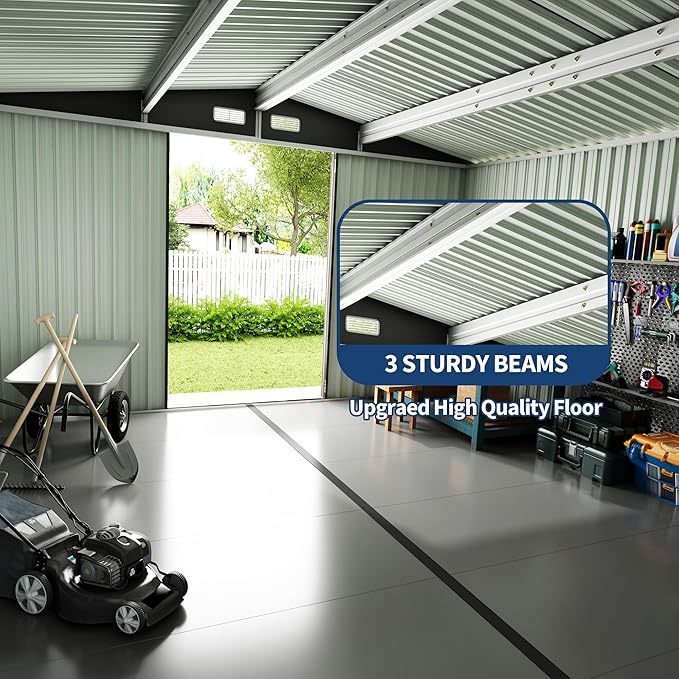 6x8 FT Metal Storage Sheds Outdoor with Floor, Metal Yard Sheds Garden Shed Kit, MetalTool Shed with Lockable Door, Metals UtilitySheds Buildings with Air Vent for Backyard Garden Patio Lawn-VerdiqueGarden