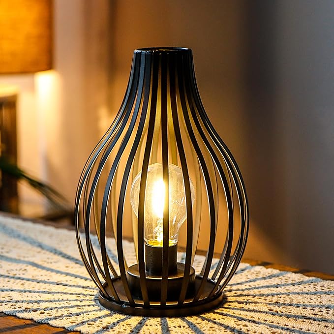 JHY DESIGN Decorations Table Lamp Battery Powered 9.5''High Vase Shaped Cordless Lamp with 6-Hours Timer Feature LED Light Decorative Room Battery Lamp for Indoor Table Garden Party-VerdiqueGarden