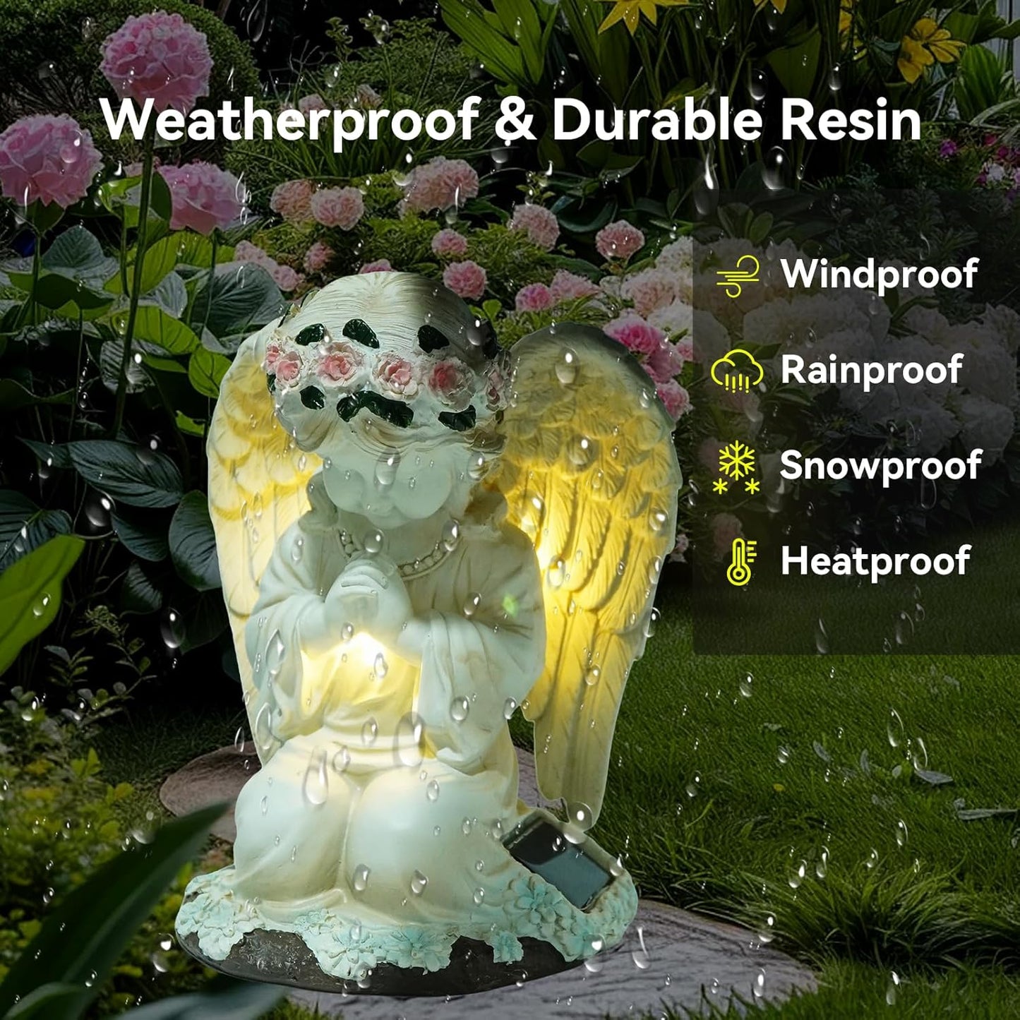 Solar Angel Garden Statues with LED Lights, Outdoor Decor for Patio Yard Balcony - Unique Housewarming Birthday Gifts for Women Mom Grandma-VerdiqueGarden