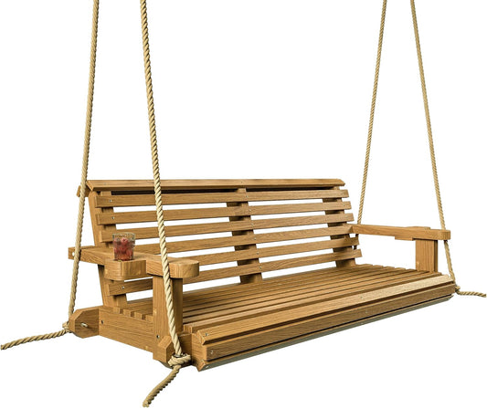 Porchgate Amish Heavy Duty 800 Lb Roll Comfort Treated Porch Swing W/Ropes (5 Foot, Birch)-VerdiqueGarden