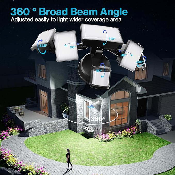 Olafus 100W Motion Sensor Outdoor Lights, 10000LM 2 Pack Motion Sensor Flood Light, Dusk to Dawn Outdoor Lighting, IP65 Waterproof Motion Detector Lights for Outside, Black-VerdiqueGarden