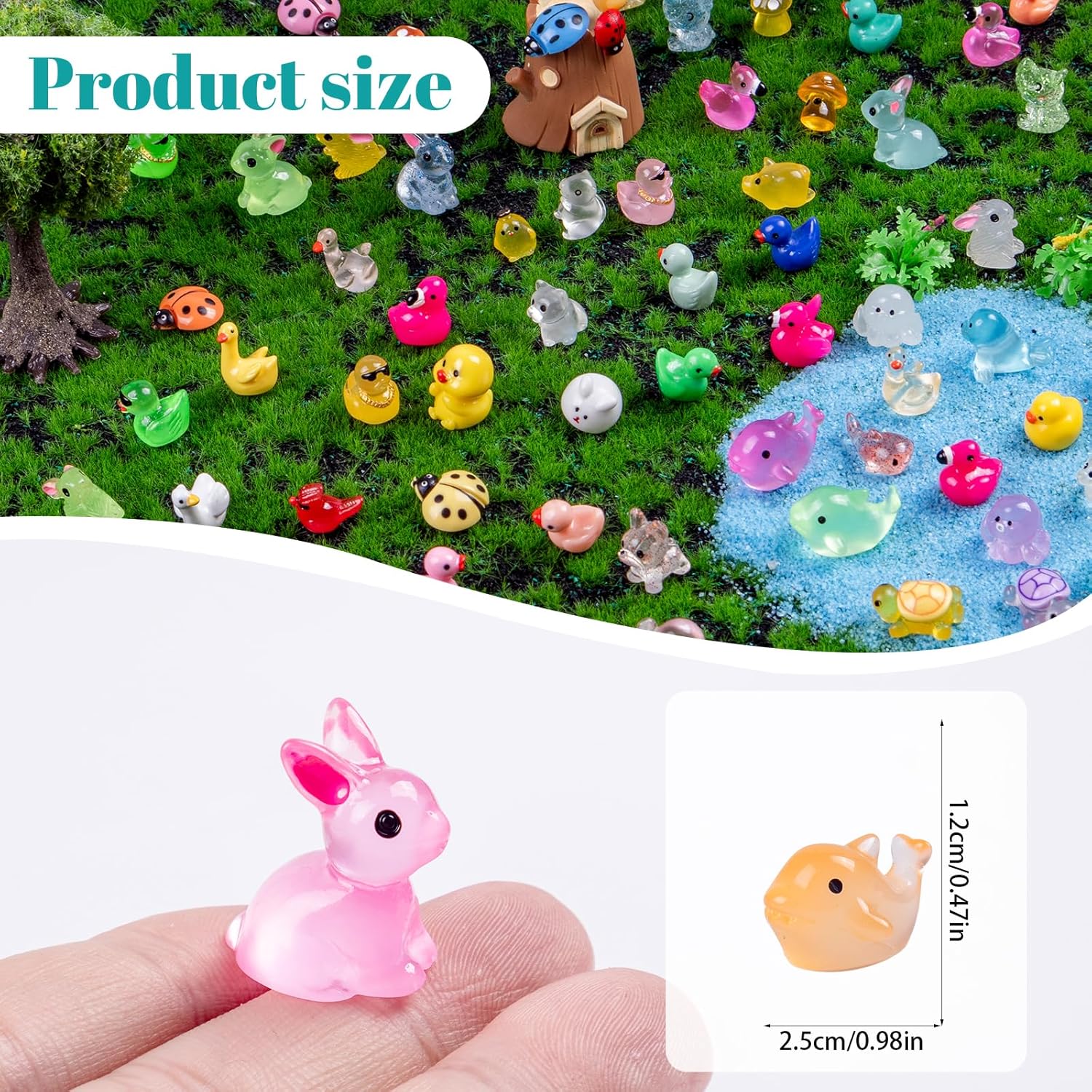 240 Pcs Mini Resin Animals Variety Tiny Animals Figures Miniature Little Small Animal Figurines Bulk for Micro Fairy Garden Landscape Accessories Hide Crafts Decor Aquarium-VerdiqueGarden