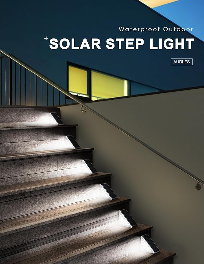 LED Solar Step Lights Stair Light Solar Deck Lights IP67 Solar Decoration Lights for Yard, Patio, Garden, Walkways, Front Door, Pathway, Driveway, Porch 6PK-VerdiqueGarden