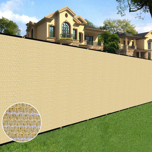 Sunnyglade 6 feet x 100 feet Privacy Screen Fence Heavy Duty Fencing Mesh Shade Net Cover for Wall Garden Yard Backyard (6 ft X 100 ft, Sand)-VerdiqueGarden