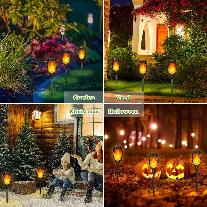 Outdoor Solar Lights, 6Pack Solar Torch Light with Flickering Flame, Garden Lights Waterproof for Outdoor Decor, Tiki Torches for Outside, Luces Solares para Exteriores Pathway Yard Garden Decor-VerdiqueGarden