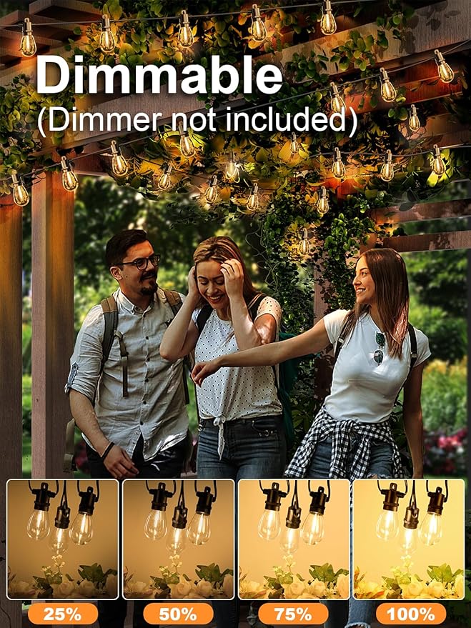 Svater Outdoor String Lights 300 FT, Patio Lights for Outside with Shatterproof Bulbs, Waterproof IP65 Commercial Hanging Light for Backyard Porch Balcony Bistro Party, 2700K-VerdiqueGarden