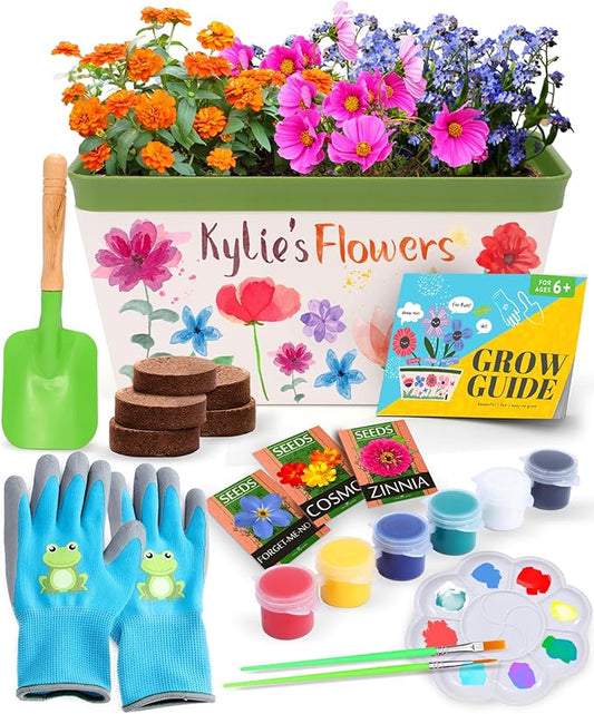Home Grown Paint & Grow Flower Gardening Kit Set for Boys and Girls - Craft Activity Toy for Kids, Ages 5 6 7 8-12 Years Old - Unique Birthday Present - Plant Gift Toys-VerdiqueGarden