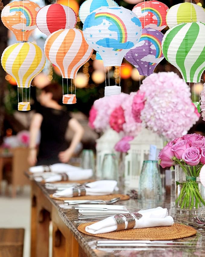 Treela 20 Pcs Hanging Hot Air Balloon Paper Lanterns 12 Inch Hot Air Balloon Decorations Centerpieces Reusable Chinese Japanese Paper Lantern for Birthday Wedding Baby Shower Christmas Party Festival-VerdiqueGarden