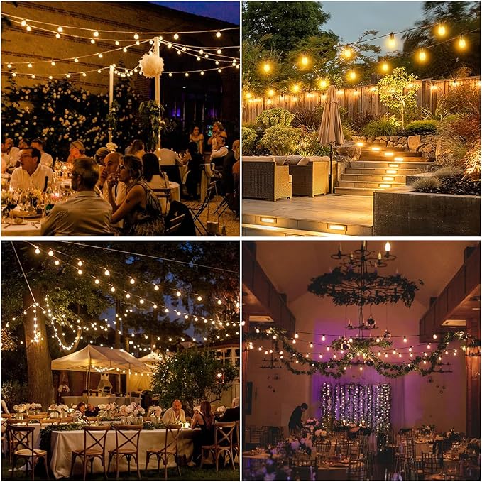 104FT(98+6) Solar String Lights Outdoor Waterproof, Solar Powered Patio Light with 30+2 Dimmable S14 Edison Bulbs Shatterproof & Remote Control, Solar String Lights for Outside Garden Backyard-VerdiqueGarden