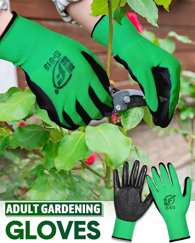 Nuogo 24 Pairs Gardening Gloves for Men Women Rubber Coated Landscaping Work Gloves Safety Work Construction-VerdiqueGarden