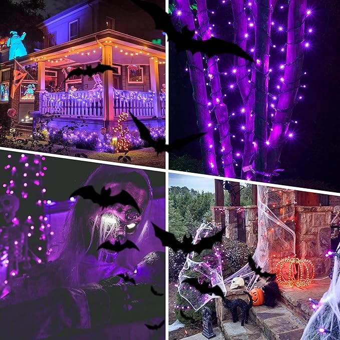 weillsnow 164FT 500 LED Purple Christmas Lights, 8 Modes Waterproof Plug in String Lights for Halloween Christmas Indoor Outdoor Yard Party Wedding Garden Home Decorations (Purple, 164FT)-VerdiqueGarden