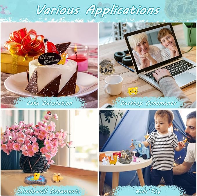 Modacraft 200Pcs Miniature Fairy Garden Accessories Including 100Pcs Fixed Pins, Fairy Garden Kit Fairy House Animal Figurines Mini Landscape for Garden Dollhouse Potted Plant Bonsai Terrarium Décor-VerdiqueGarden