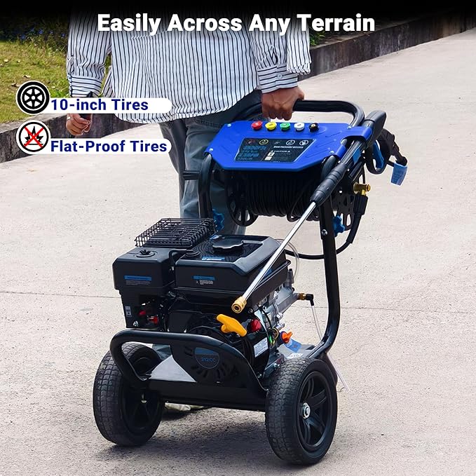 3600 PSI Gas Pressure Washer, 2.3 GPM Heavy-Duty Power Cleaner with 212CC Engine, 5 Quick-Connect Nozzles, 30FT Hose & Reel, Maintenance-Free Axial Cam Pump, for Commercial, Home Cleaning-VerdiqueGarden
