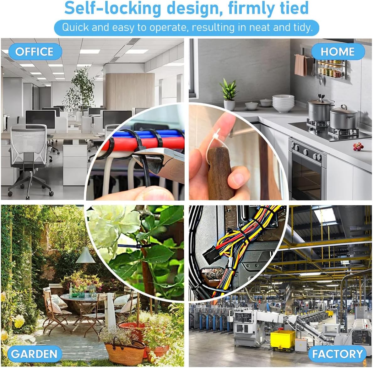 10 Inch Zip Cable Ties (100 Pack), Heavy Duty Cable Ties with 150lbs Tensile Strength, Multi-Purpose Adjustable Black Zip Ties, UV Resistant Indoor and Outdoor for Home, Office, Workshop-VerdiqueGarden