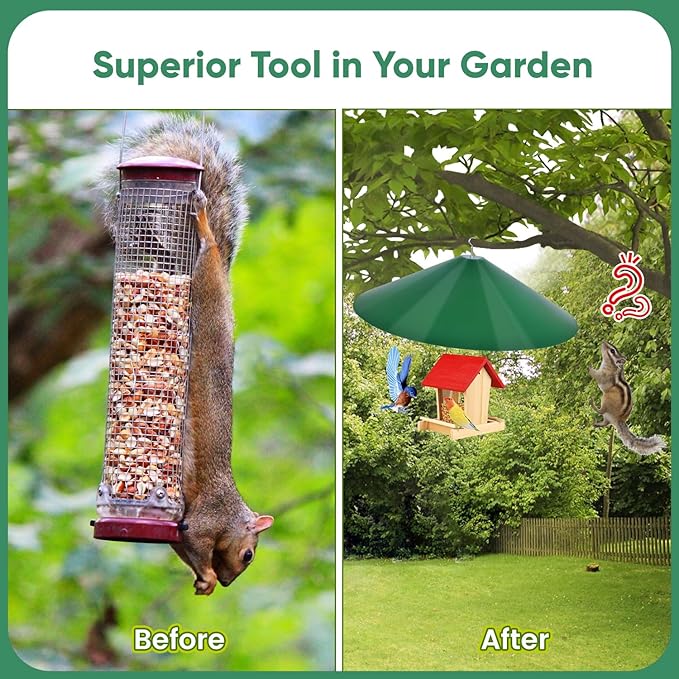 24-inch Large Outdoor Squirrel Baffles for Bird Feeders Pole, Two Way Use, Green Color-VerdiqueGarden