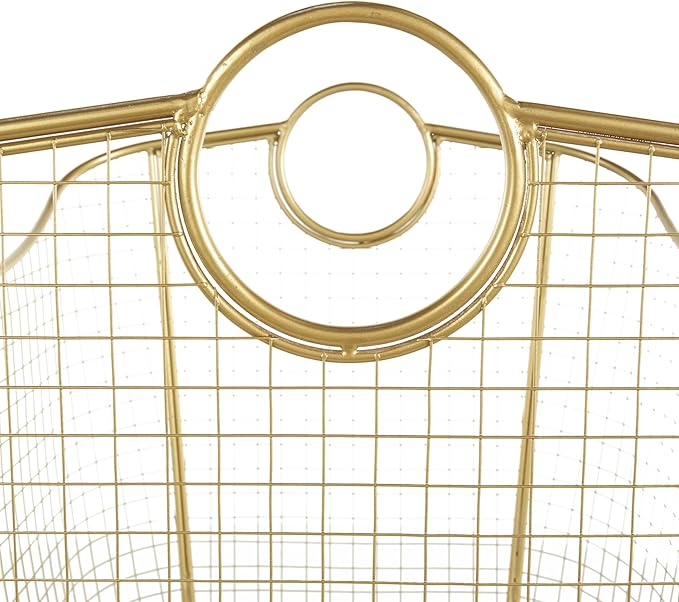 Deco 79 Metal Decorative and Functional Storage Basket Deep Basket Organizer with Round Handles, Basket for Storage 20" x 18" x 19", Gold-VerdiqueGarden