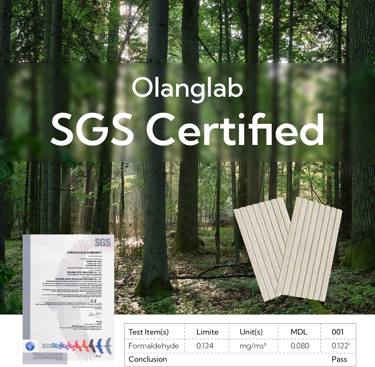 Olanglab Wood Slat Wall Panels 4 Pack, Wooden Acoustic Wall Panels, 94.5"x12.6" Each 3D Wall Panels for Interior Wall Decor (Light Oak-Grey Felt-Extendo Trio)-VerdiqueGarden