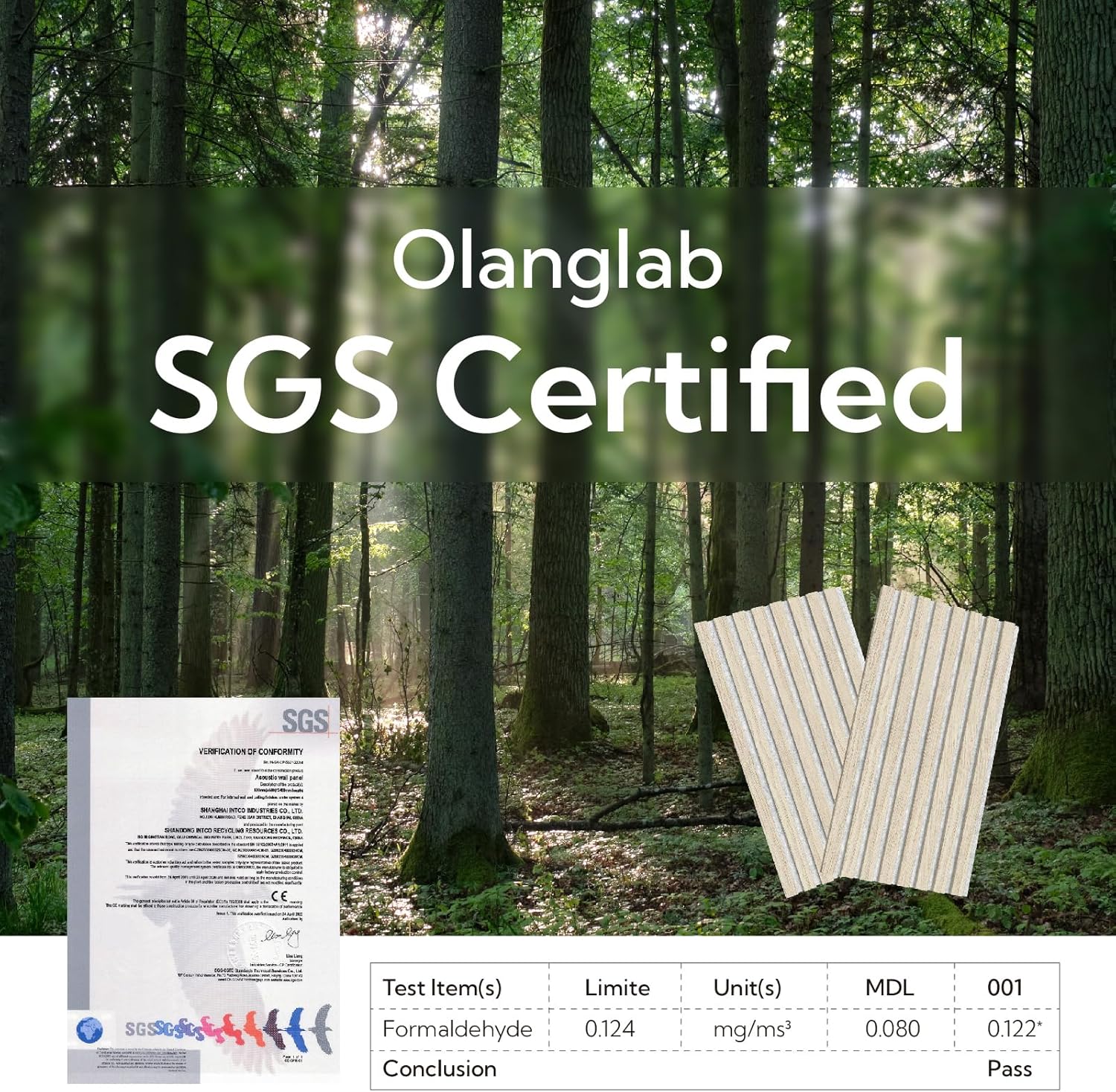 Olanglab Wood Slat Wall Panels 4 Pack, Wooden Acoustic Wall Panels, 94.5"x12.6" Each 3D Wall Panels for Interior Wall Decor (Light Oak-Grey Felt-Extendo Trio)-VerdiqueGarden