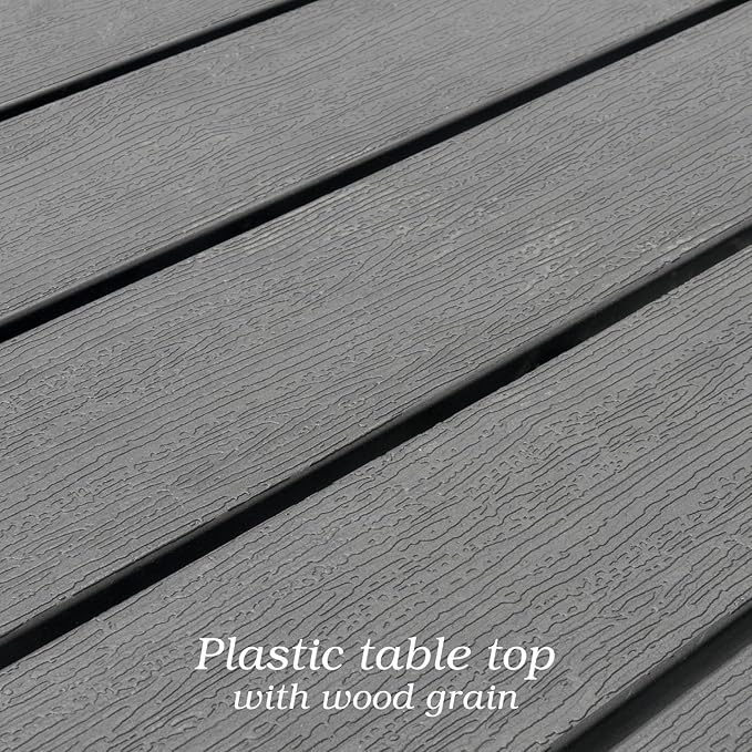 Outdoor Dining Table with 1.6" Umbrella Hole, Picnic Table Plastic Square Backyard Bistro Table Outdoor Dining Table for Garden, Poolside, Backyard, Black, 37x37inch-VerdiqueGarden