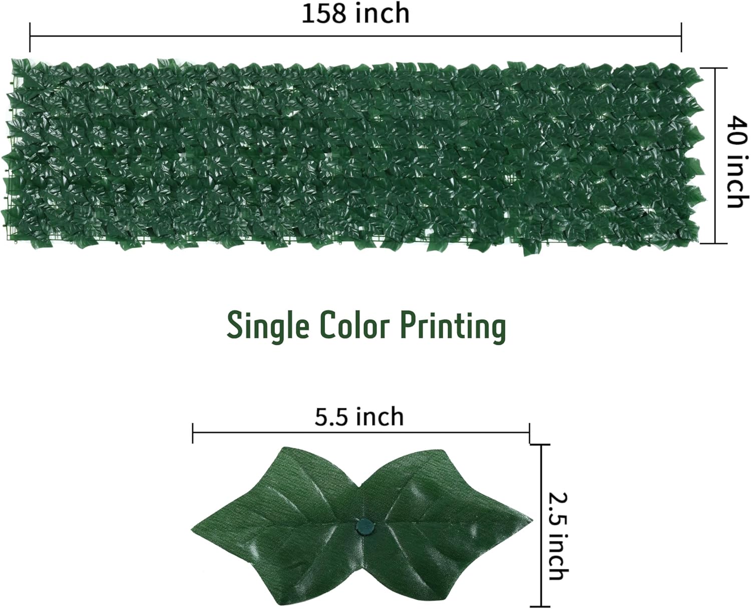 Jinwu Artificial Ivy Privacy Fence Screen, 39.4x157.5 Inch Artificial Faux Ivy Hedge, Expandable Faux Privacy Fence with 80 pcs Zip Ties Decoration for Wall Screen, Outdoor Garden, Wedding Decor-VerdiqueGarden