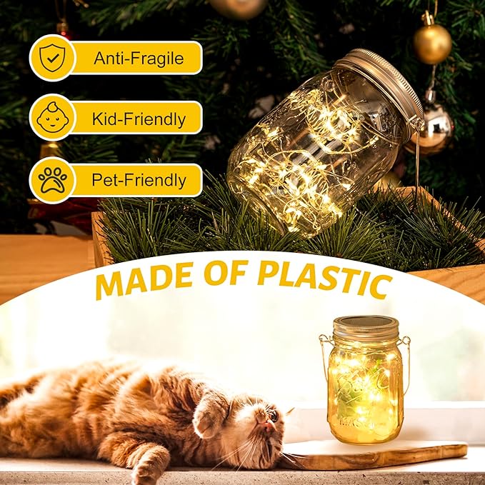 HXWEIYE 8 Pack Solar Mason Jar Lights Lanterns,Jars & Hangers Included，30LED Waterproof Hanging Outdoor Fairy Lights for Patio Garden Porch Yard Backyard Balcony Wedding(Warm White)-VerdiqueGarden