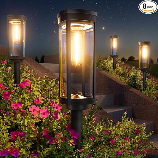 Bright Solar Pathway Lights Outdoor, 8 Pack Solar Powered Garden Lights Waterproof IP65, Auto On/Off Outdoor Light for Lawn Patio Walkway Driveway Decor Landscape Lighting-VerdiqueGarden