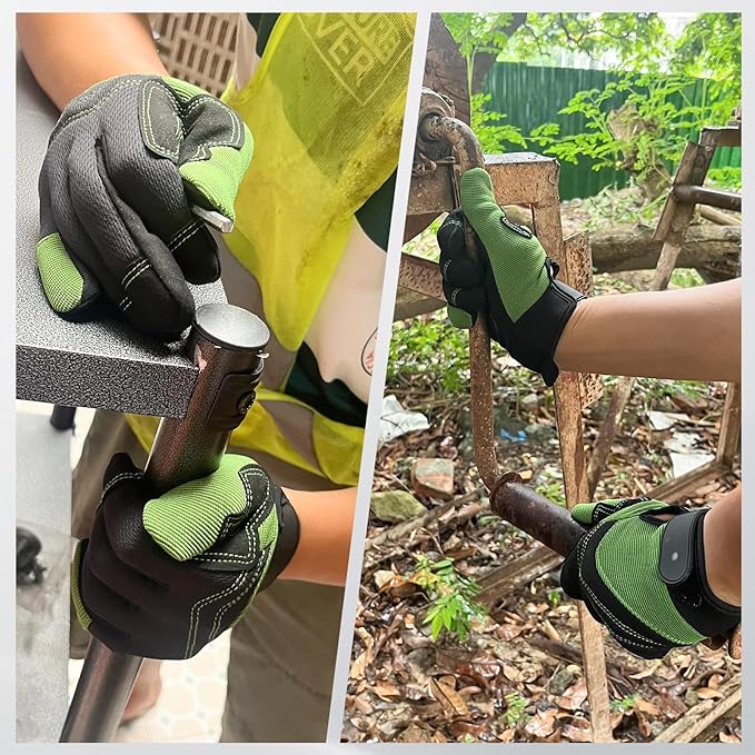 Gardening Gloves for Men and Women, Thorn Proof & Puncture Resistant Working Gloves, Gloves for Safety Work and Gardening, Gardening Gifts, Synthetic Leather Spandex Mechanic with Touchscreen Support-VerdiqueGarden