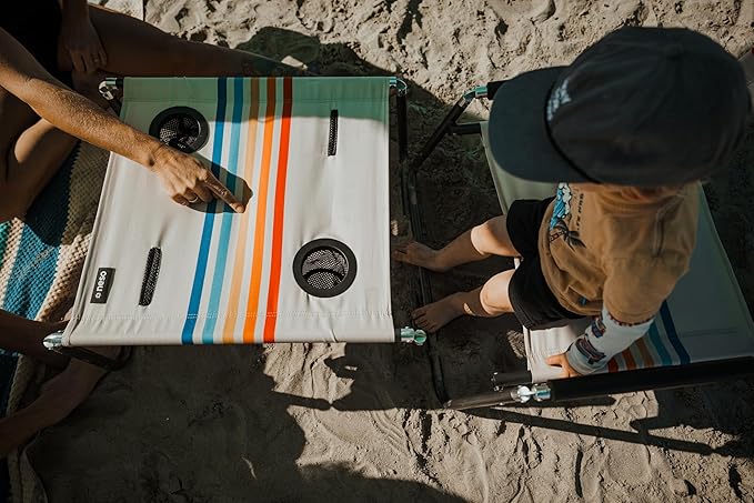 Neso Portable Beach Table with Cup Holders, Cell Phone Pockets, Lightweight for Picnics and Parks (Rainbow)-VerdiqueGarden