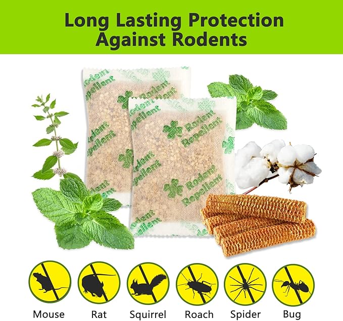 Mice Repellent Indoor, Peppermint Oil to Repel Mice and Rats, Extra-Strength Plant-Based Mice Repellent Rat Repellent for House Squirrel Repellent Rodent Deterrent for Indoor Use (Pack of 10)-VerdiqueGarden