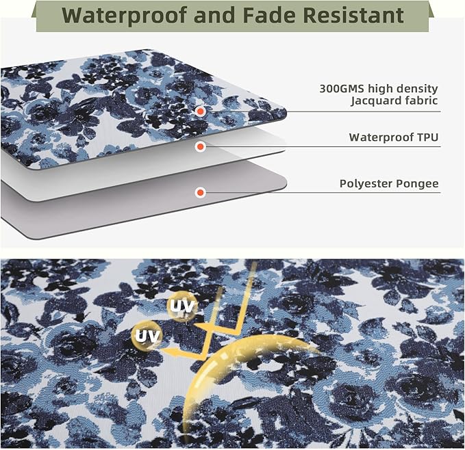 Favoyard Outdoor Seat Cushion 24 x 24 x 4 in Waterproof Pattern Fade Resistant Cover Removable Patio Furniture Cushions Deep Seat & Back Cushion Set with Adjustable Straps for Patio Chair Sofa Couch-VerdiqueGarden