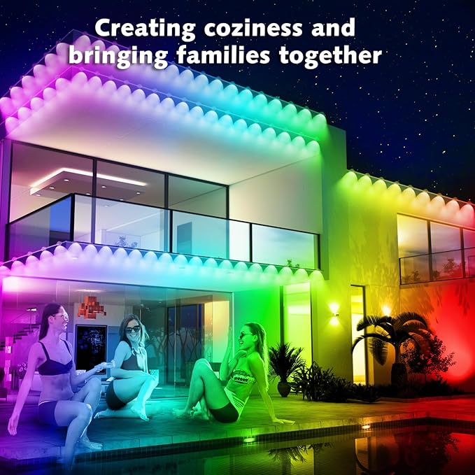 100FT Permanent Outdoor RGB Lights,Waterproof Smart LED Eaves Lights with App/Remote Control,for Christmas and All Holiday Decor,Daily and Accent Lighting,House Roof and Garden Lighting-VerdiqueGarden