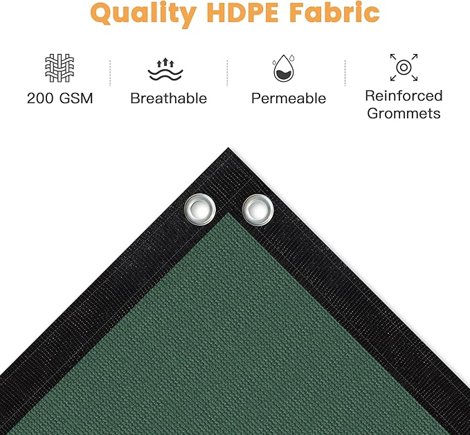 VICLLAX Shade Fabric Sun Shade Cloth with Every 2 FT Grommets for Patio Garden Pergola Cover Canopy 15x24 FT, Dark Green-VerdiqueGarden