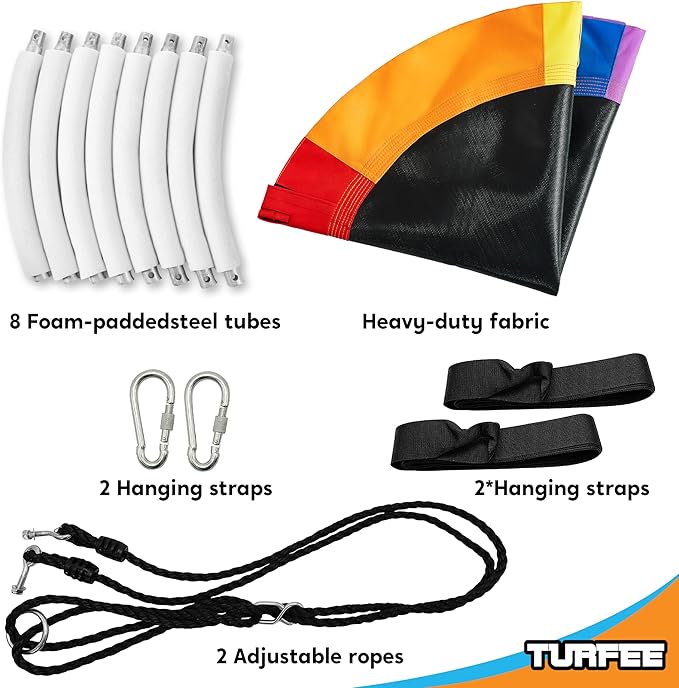 TURFEE 40" Saucer Tree Swing for Kids - 900Lb Weight Capacity, 900D Waterproof Oxford Fabric Platform Swing Seat with Adjustable Ropes for Kids Playground Outdoor Activity Backyard Fun (Rainbow)-VerdiqueGarden