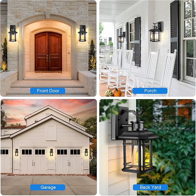 Outdoor Light Fixture With Motion Sensor, Dusk To Dawn Modern Exterior Porch Lights Wall Mount, Anti-rust 100% Aluminum Outdoor Wall Lantern, Black Farmhouse outdoor wall light For Garage Backyard-VerdiqueGarden