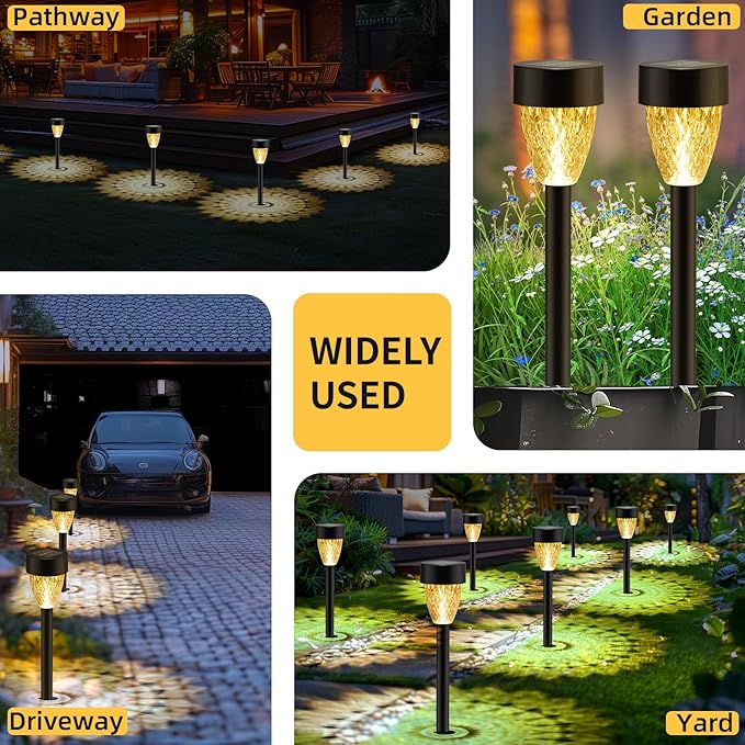 12 Pack Solar Lights Outdoor Waterproof, New Upgraded Solar Garden Lights Up to 12 Hrs Auto On/Off,Solar Pathway Lights Outdoor Outside Lights for Yard Patio,Lawn,Landscape and Pool Decor(3000K)-VerdiqueGarden