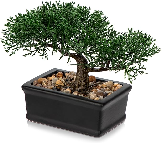 Artificial Bonsai Tree Juniper Faux Plants Indoor Fake Plants Decor with Ceramic Pots for Home Table Office Desk Bathroom Shelf Bedroom Living Room Farmhouse Decoration-VerdiqueGarden