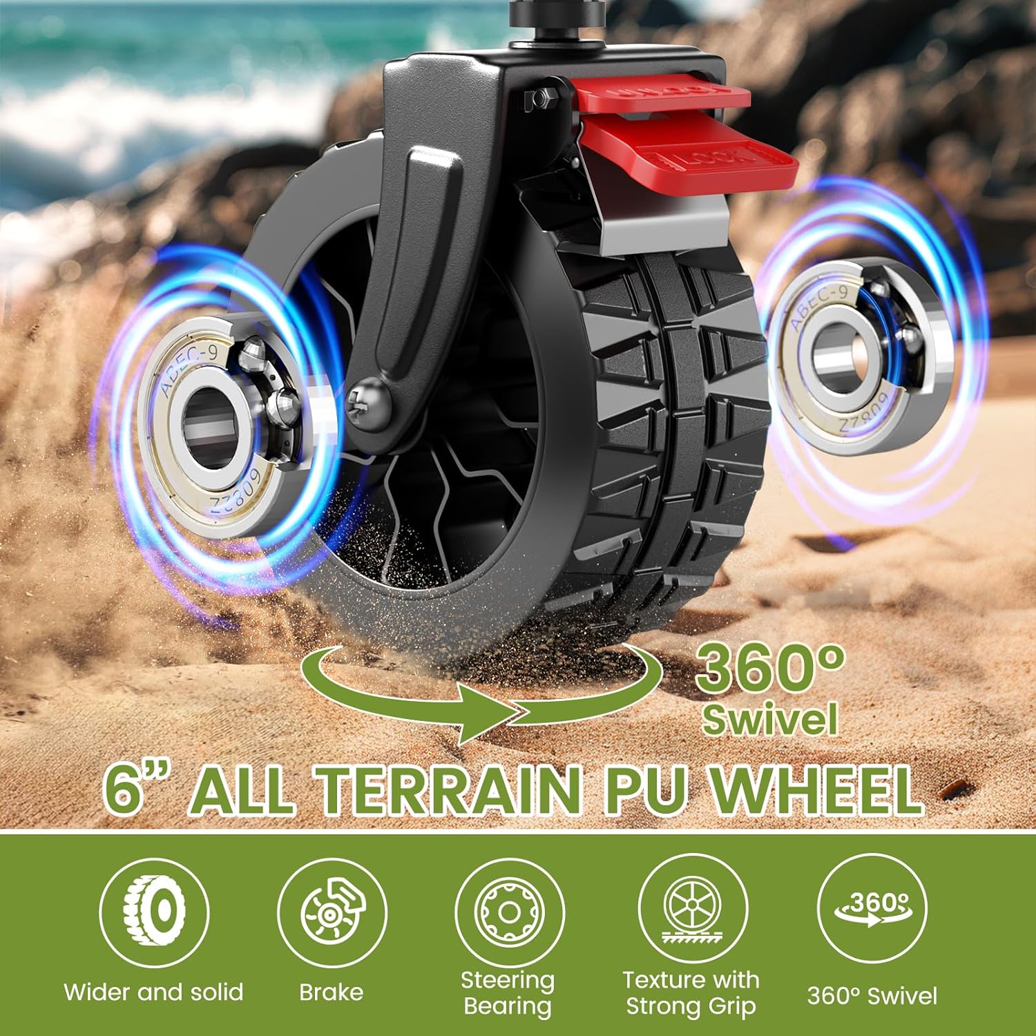 Collapsible Wagon Cart, 150L Heavy Duty Foldable Beach Wagon with Wider Wheels & Auto-Rebound Handle, Utility Grocery Shopping Cart for Garden, Shopping, Camping, Sports, Pink-VerdiqueGarden